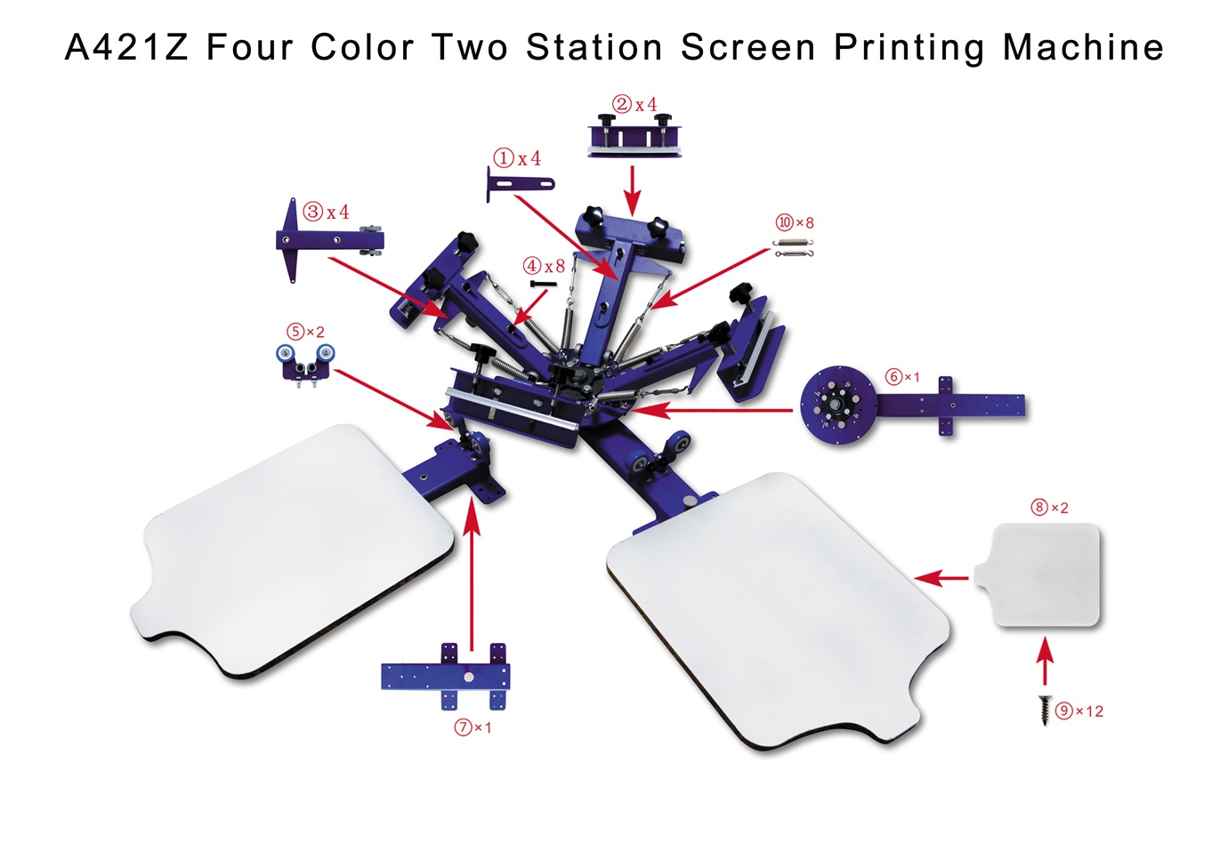 MK-T421B four color two station desktop screen printing machine 